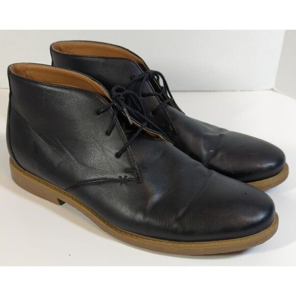 Merona Men's Black Chelsea Boots, Faux Leather Size 11‎ - Picture 1 of 11